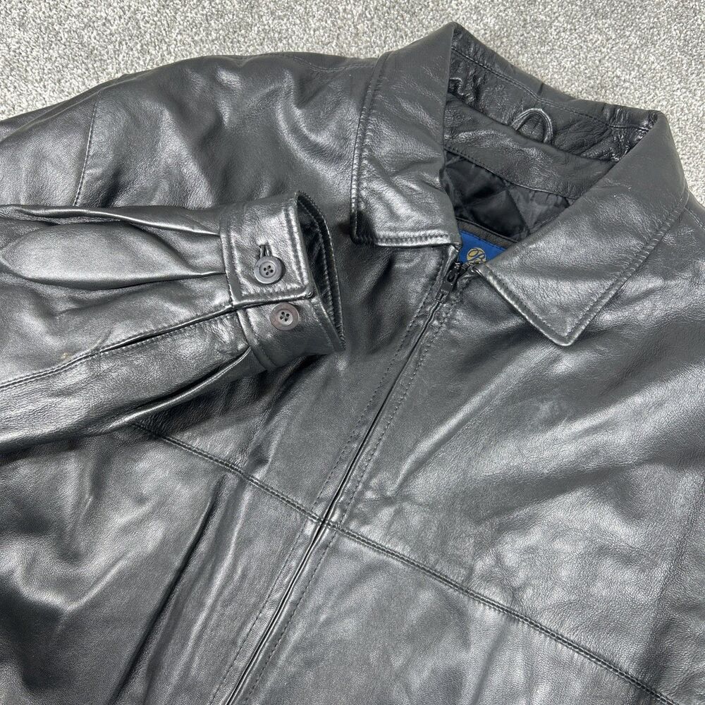 Burry Lane Soft Leather Bomber Jacket Mens 2XL Black Vintage 1980s 1990s
